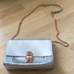 Ted Baker Jemms Robot Lock Leather Crossbody Bag | Silver/Rose Gold